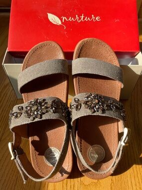 Nurture by Lamaze Taupe Jeweled Strap Sandals